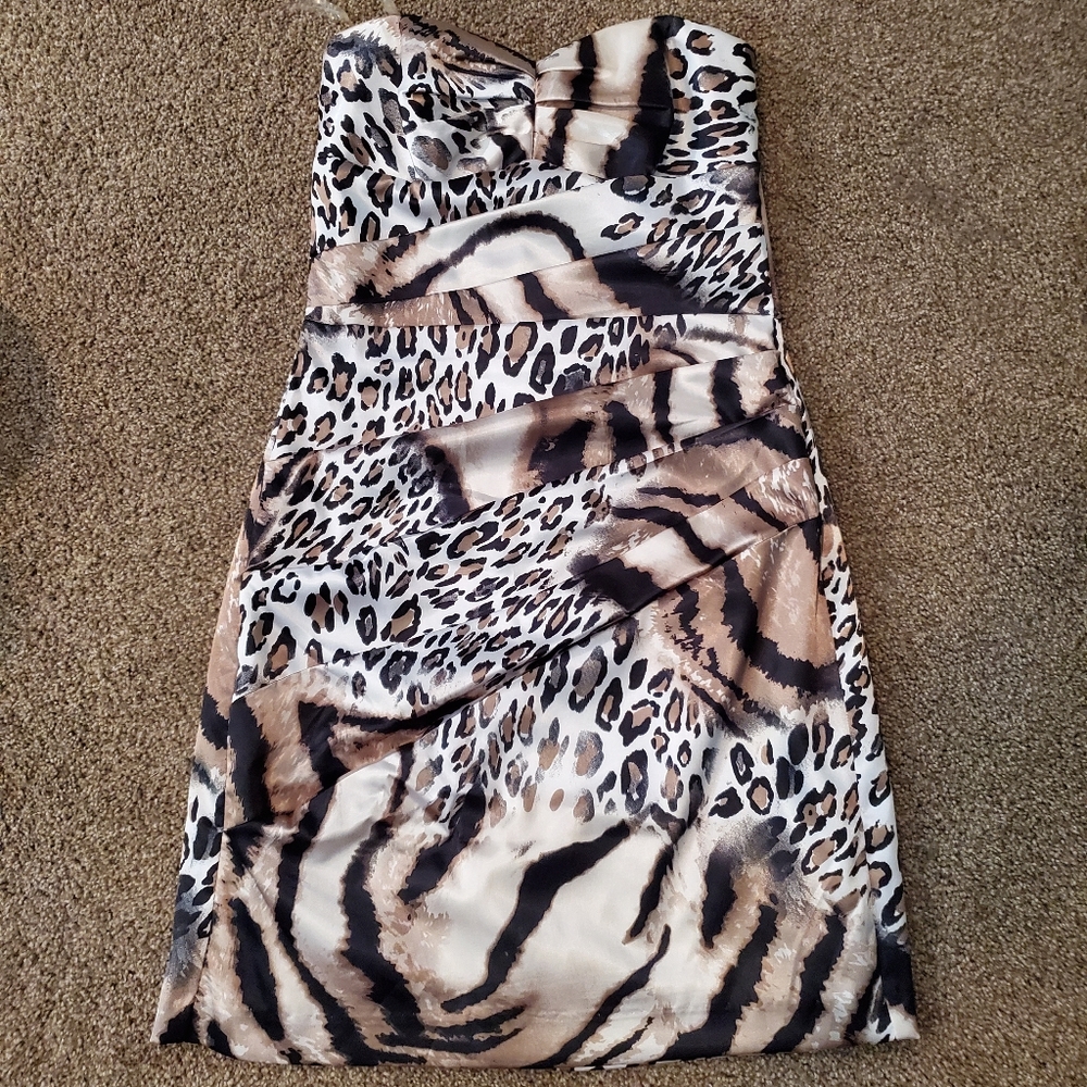 Strapless Animal Print Dress